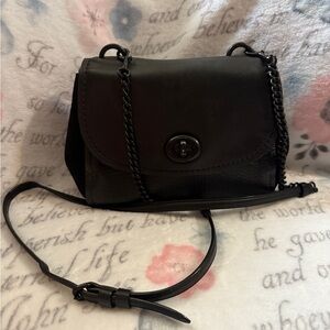 Coach Purse Black Faye Calf Leather and Suede Crossbody F22349 preowned